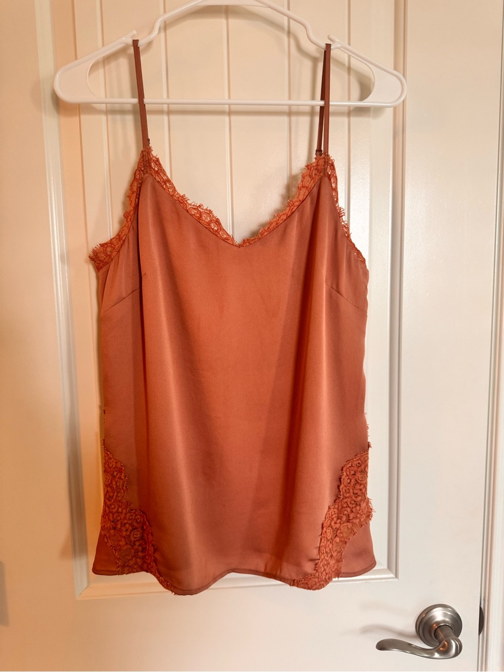 Banana Republic Rust Lace-Trim Satin Camisole